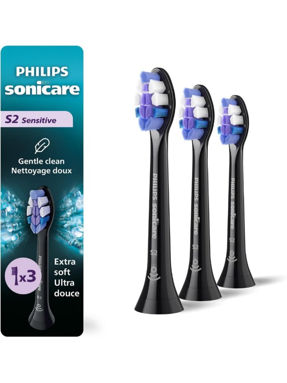 3-Pack Sensitive Electric Toothbrush Heads for Gentle Cleaning, 9-Month Supply